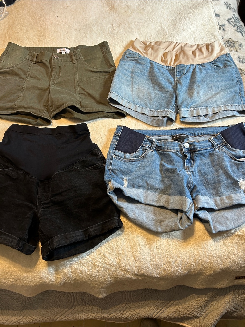 Assorted Women’s Maternity and Casual Shorts - Olive, Light Blue, Black, Denim